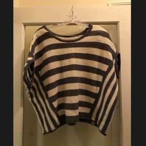 Free People Grey and Off White Poncho